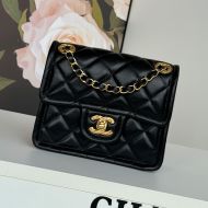 Chanel AS6311 Mini Classic Flap Bag with Quilted Logo in Shiny Calfskin Black