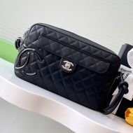 Chanel AS6326 Camera Bag with Maxi Logo in Lambskin and Patent Leather Black