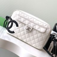 Chanel AS6326 Camera Bag with Maxi Logo in Lambskin White