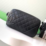 Chanel AS6328 Armpit Bag with Maxi Logo in Lambskin and Patent Leather Black