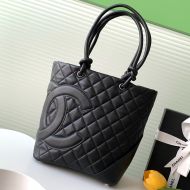 Chanel AS6336 Medium Cambon Shopping Bag with Maxi Logo in Calfskin Black