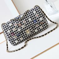 Chanel AS1112 Flap Crossbody Bag with Embroidery Pearls in Sequin Embroidered Tweed Black