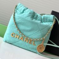 Chanel AS3980 Mini 22 Hobo Bag with Double Crossbody Strap in Canvas Green