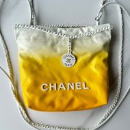 Chanel AS3980 Mini 22 Hobo Bag with Double Crossbody Strap in Gradient Calfskin Orange