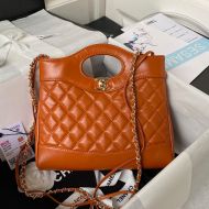 Chanel AS4133 Mini 31 Shopping Bag in Shiny Crumpled Calfskin Orange