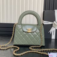 Chanel AS4416 Mini Kelly Shopping Bag with Chain in Shiny Crumpled Calfskin Taupe