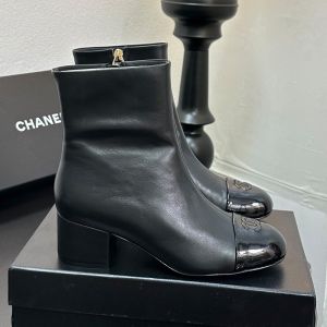 Chanel Ankle Boots with CC Logo Women in Lambskin Black