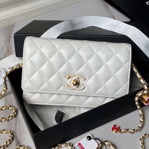 Chanel AP3938 Wallet On Chain in Lambskin White
