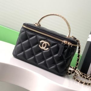 Chanel AP4046 Clutch with Strass Handle in Lambskin Black