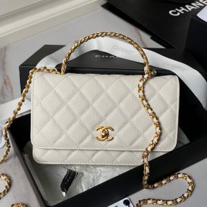 Chanel AP4062 Wallet On Chain in Grained Calfskin White