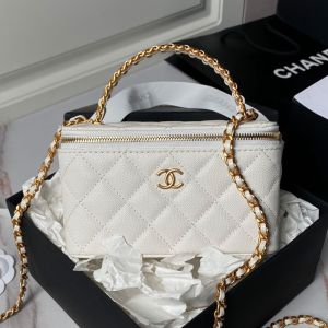 Chanel AP4064 Vanity with Chain in Grained Calfskin White