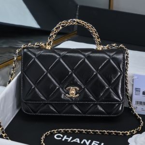 Chanel AP4166 Wallet On Chain in Shiny Lambskin Black