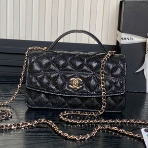 Chanel AP4402 Clutch with Chain in Grained Calfskin Black