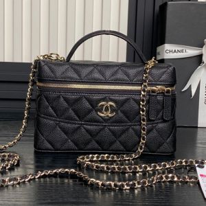 Chanel AP4407 Long Vanity with Chain in Grained Calfskin Black