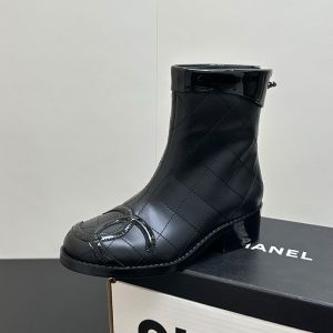 Chanel Cambon Ankle Boots Women in Diamond Calfskin Black