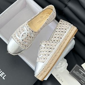 Chanel Espadrilles Women Raffia and Lambskin Silver