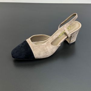 Chanel G31318 Slingback Pumps with CC Logo Women in Suede Brown/Black