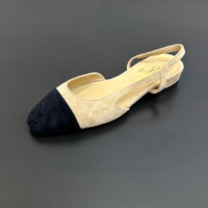 Chanel G31319 Slingback with CC Logo Women Suede Camel/Black