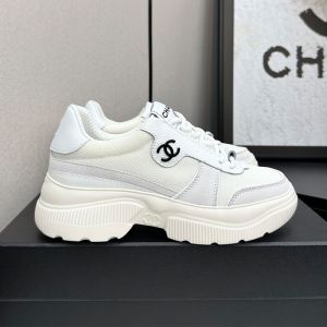 Chanel G38803 Platform Sneakers Women in Fabric and Calfskin White