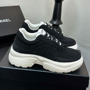 Chanel G39792 Platform Sneakers Women in Fabric and Suede Black