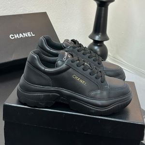 Chanel G45085 Sneakers with Letter Logo Women in Calfskin Black