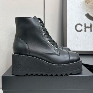 Chanel G45388 Platform Ankle Boots Women in Calfskin Black