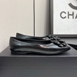 Chanel G45494 Ballet Flats with Camellia Women in Lambskin Black