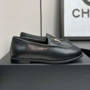 Chanel G45886 Moccasins with Metal Logo Women in Calfskin Black