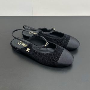 Chanel G46100 Slingback Women Fabric and Grosgrain Black