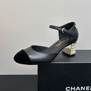 Chanel G46526 Pumps with Pearls Heel Women in Lambskin Black