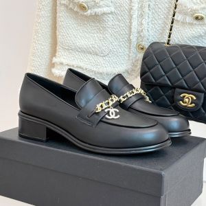 Chanel G46581 Moccasins with Strass Woven Chain Women in Lambskin Black