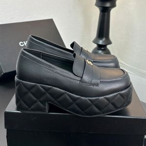 Chanel G46582 Platform Moccasins with CC Logo Women in Lambskin Black