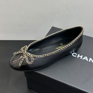 Chanel G46663 Ballet Flats with Woven Chain Women in Lambskin and Patent Leather Black