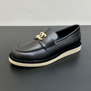 Chanel G46687 Moccasins with Pearls Metal Logo Women in Lambskin Black