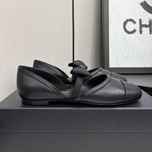 Chanel G46701 Mary Janes with CC Logo Bow Women in Lambskin Black