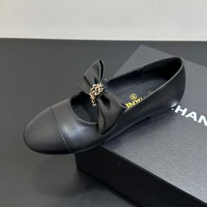 Chanel G46811 Mary Janes with Woven Chain Bow Women in Lambskin Black