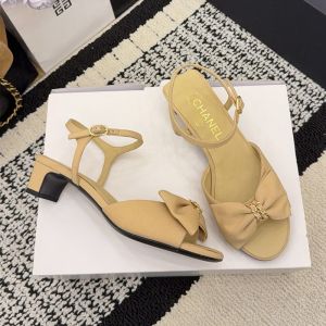 Chanel G46813 Bow Sandals Women Grosgrain Camel