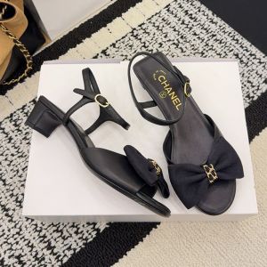 Chanel G46813 Bow Sandals Women Grosgrain and Leather Black