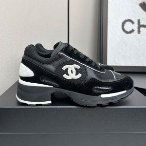 Chanel G46872 Sneakers with Logo Patch Women in Mixed Fibers and Suede Black