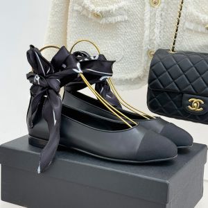 Chanel G46936 Mary Janes with Silk Satin Scarves Women in Lambskin and Grosgrain Black