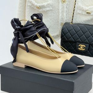 Chanel G46936 Mary Janes with Silk Satin Scarves Women in Lambskin and Grosgrain Khaki