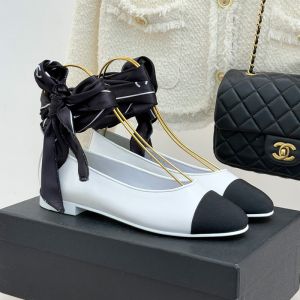 Chanel G46936 Mary Janes with Silk Satin Scarves Women in Lambskin and Grosgrain White
