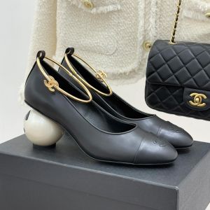 Chanel Mary Janes Pumps with CC Camellia Anklet Women in Lambskin Black