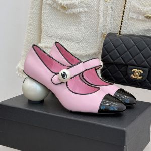 Chanel Mary Janes Pumps with CC Pearl Button Women in Lambskin and Patent Leather Pink