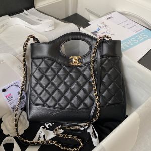 Chanel AS4133 31 Mini Shopping Bag in Shiny Calfskin Black