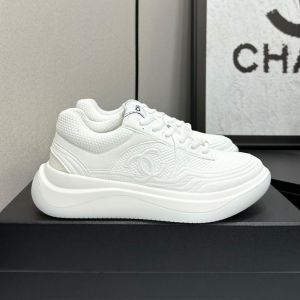 Chanel Platform Sneakers with Interlocking CC Logo Women in Suede and Mesh White