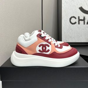 Chanel Platform Sneakers with CC logo Patch Women in Calfskin Red/White