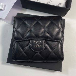 Chanel AP0231 Classic Small Flap Wallet in Calfskin Black/Silver
