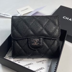 Chanel AP0231 Classic Small Flap Wallet in Grained Calfskin Black/Silver