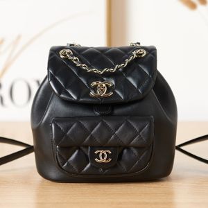 Chanel AS2908 Dumas Small Backpack in Shiny Lambskin Black/Gold